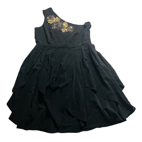 TCEC Sequin Detail One Shoulder Dress Size Medium NWT Black Gold - Picture 1 of 8